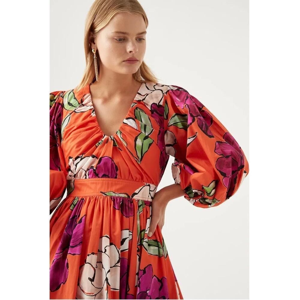 AJE marlene floral midi dress vivid camellia AU6/US2